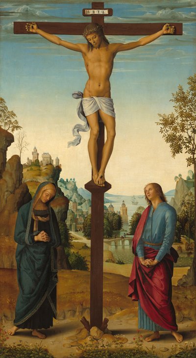 La crocifissione con la Vergine, San Giovanni, San Girolamo e Santa Maria Maddalena (pannello centrale) da Pietro Perugino