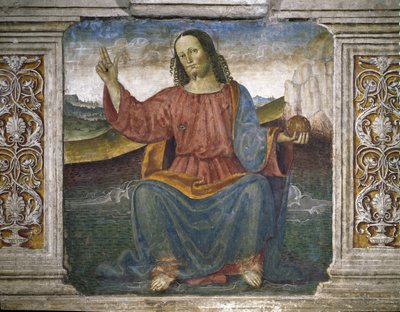 Il Redentore, Gesù che tiene il globo e alza la mano in segno di benedizione da Pietro Perugino