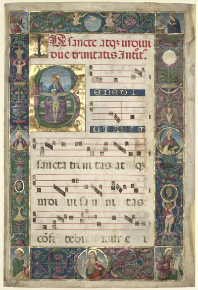La Trinità: Foglio da un Graduale con Iniziale B, c. 1496-1502 da Pietro Perugino
