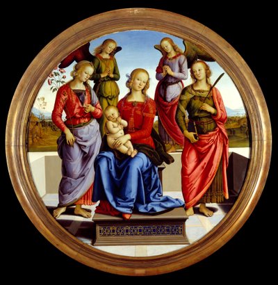 La Vergine e il bambino circondati da due angeli, Santa Rosa e Santa Caterina da Pietro Perugino