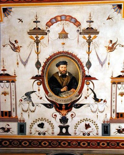 Ritratto di Giuntalodi, dettaglio dal soffitto della Sala del Sindaco da Pietro Pezzati