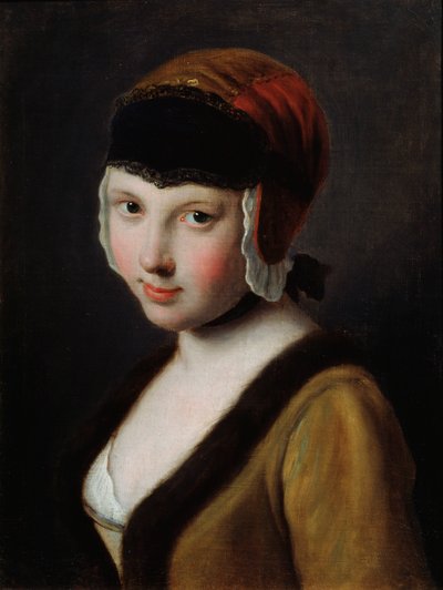 Una ragazza con una maschera nera da Pietro Antonio Rotari