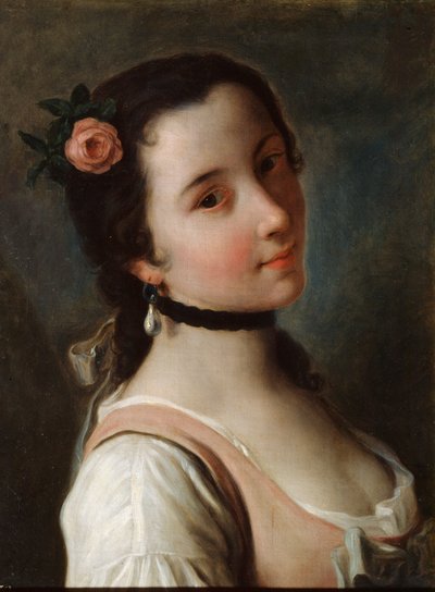 Una ragazza con una rosa, metà XVIII secolo da Pietro Antonio Rotari