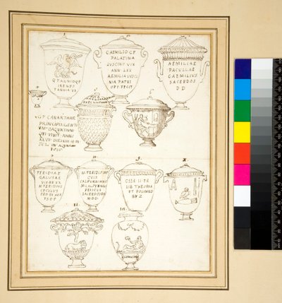 12 urne sepolcrali in marmo con coperchi da Pietro Santi Bartoli