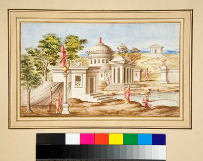 Grande disegno di una parete con dipinti da Pietro Santi Bartoli