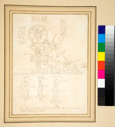Schizzo di parte di un affresco sul soffitto da Pietro Santi Bartoli