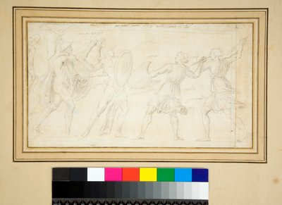 Due amazzoni che combattono contro due guerrieri da Pietro Santi Bartoli