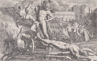 Achille trascina il corpo di Ettore intorno alle mura di Troia, 1648-50 da Pietro Testa