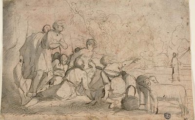 Gruppo di pastori e un ariete da Pietro Testa