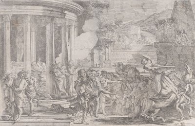 Sinorix portato fuori dal tempio di Artemide cercando di sfuggire agli effetti del veleno, ca. 1640 da Pietro Testa