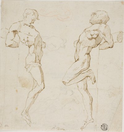 Studi per Ladri sulla croce (recto), schizzo di figure (verso) da Pietro Testa