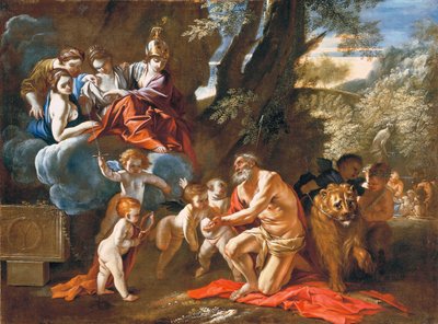 Le quattro virtù cardinali appaiono a San Girolamo da Pietro Testa