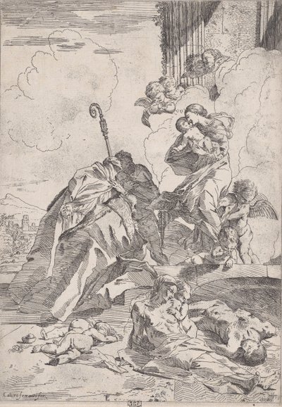 Tre santi lucchesi che intercedono con la Vergine per le vittime della peste, ca. 1630-31 da Pietro Testa