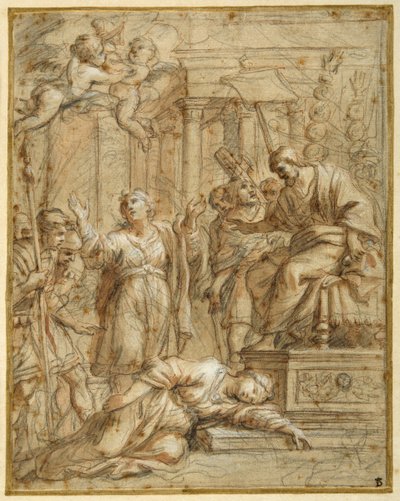 Santa Bibiana giace martirizzata davanti al Prefetto Apronianus da Pietro da (1596 1669) Cortona