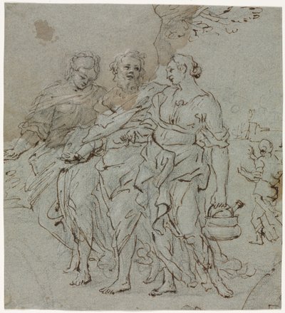 Lot e le sue figlie recto Schizzo per Lot e le sue figlie verso, 1600 da Pietro da Cortona