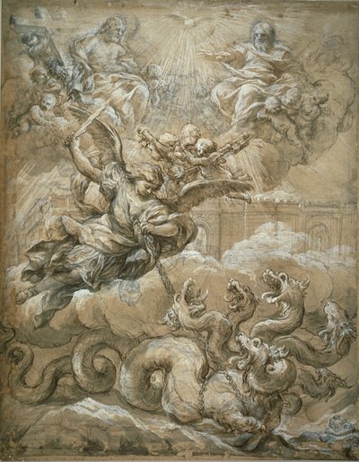 La Santissima Trinità con San Michele che conquista il drago da Pietro da Cortona