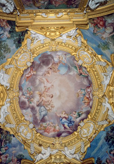Sala di Apollo, dettaglio della decorazione del soffitto raffigurante Cosimo I de