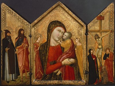 Madonna con Bambino, la Crocifissione e Santi da Pietro follower of Lorenzetti