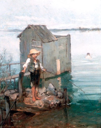 Capanna da bagno con ragazzo da Pál Szinyei Merse