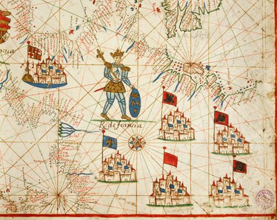 Regno di Francia, da atlante portolano composto da sei carte, di Placido Caloiro e Francesco Oliva, Pergamena. 1646. da Placido Caloiro e Oliva