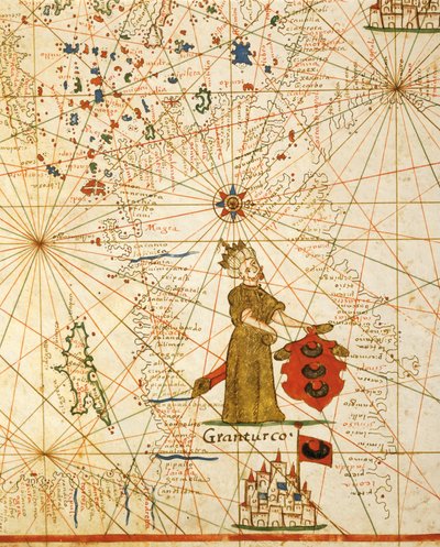 Impero ottomano, da atlante portolano composto da sei carte, di Placido Caloiro e Francesco Oliva, pergamena. 1646 da Placido Caloiro e Oliva