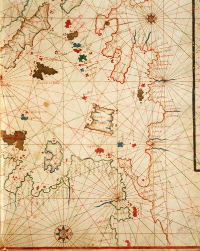 Il Peloponneso, da atlante portolano composto da sei carte, di Placido Caloiro e Francesco Oliva, Pergamena. 1646. da Placido Caloiro e Oliva