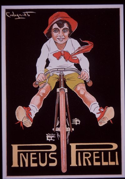 Pubblicità della bicicletta Pirelli da Plinio Codognato