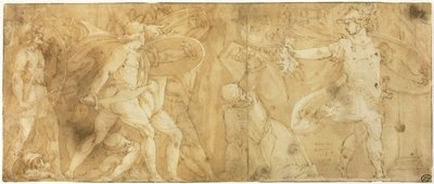 Perseo con la testa di Medusa, trasforma Fineo e i suoi seguaci in pietra da Polidoro da Caravaggio