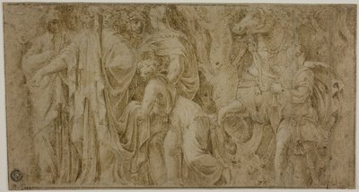 Storia di Niobe: Niobe riceve doni dai fedeli; Giovane con cavallo da Polidoro da Caravaggio
