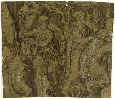 Storia di Niobe: Giovani con cavallo; adoratori da Polidoro da Caravaggio