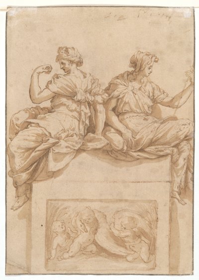 Studio di un vecchio seduto (recto); Copia (di un artista sconosciuto) dopo uno studio di Perino del Vaga per la Sala Paolina, Castel Sant