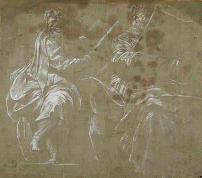 Due profeti barbuti seduti, con libri aperti da Polidoro da Caravaggio