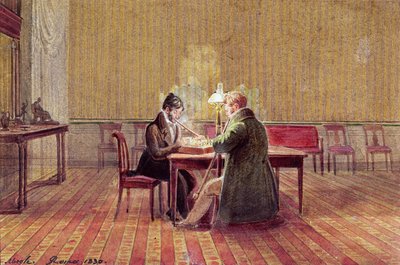 Adam Bernard Mickiewicz (1798-1855) che gioca a scacchi con un amico, 1830 da Polish School