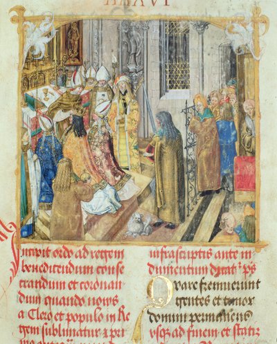 Incoronazione del re di Polonia dal Pontificale del vescovo Erasmus Ciolek, c.1510 da Polish School