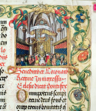 Incoronazione della regina di Polonia dal Pontificale del vescovo Erasmus Ciolek, c.1510 da Polish School