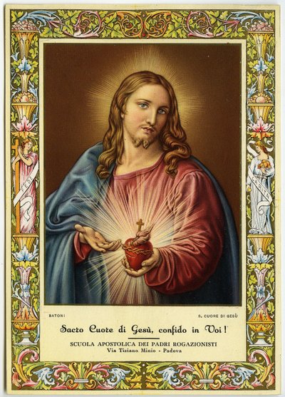 Sacro Cuore di Gesù (litografia a colori) da Pompeo Girolamo (after) Batoni