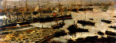 Porto di Genova, dipinto di Mariani da Pompeo Mariani