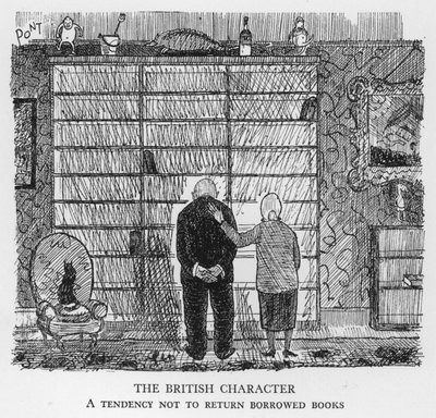 Il Carattere Britannico, Tendenza a non restituire i libri presi in prestito (litografia) da Pont
