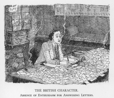 Il Carattere Britannico, Assenza di Entusiasmo per Rispondere alle Lettere (litografia) da Pont