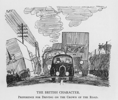 Il carattere britannico, preferenza per guidare al centro della strada da Pont