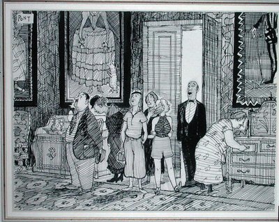 Il Carattere Britannico: vivo interesse per le case storiche, illustrazione da Punch, pubblicata l