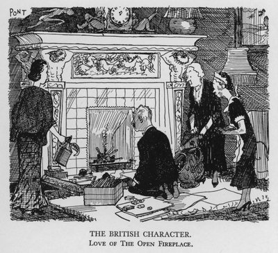 Il carattere britannico; amore per il caminetto aperto da Pont
