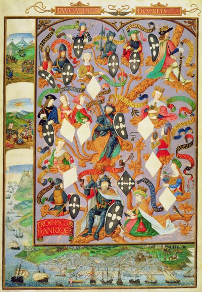 Albero genealogico di Alfonso I (1128-85) da Portuguese School