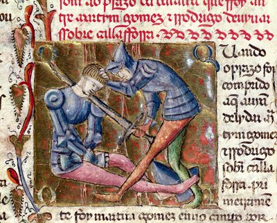 Battaglia tra Martin Gomez e El Cid da Cronache di Spagna, 1344 da Portuguese School