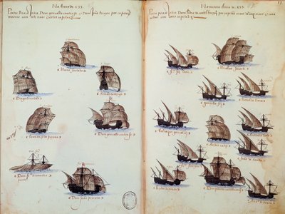 Pagina di manoscritto Memoriali delle armate del Portogallo sotto il re Manuele I (1469-1521) da Portuguese School