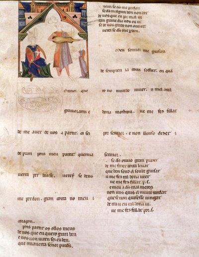 Pagina 197R Libro dei Versi di Ajuda, Pagina 197R, XIII-XIV secolo da Portuguese School