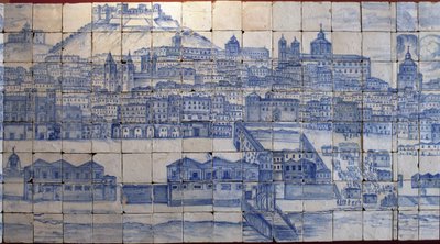 Veduta panoramica di Lisbona, prima del terremoto del 1755 da Portuguese School