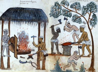 La metallurgia indiana primitiva. Manoscritto portoghese del XVI secolo. Roma, Bibl. Casanatense da Portuguese School