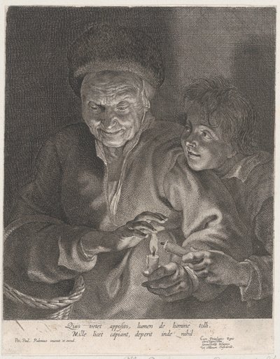 Vecchia donna e un ragazzo con candele, ca. 1620-30 da Possibly by Paulus Pontius.