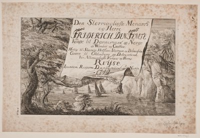 Frontespizio del viaggio di Re Federico V attraverso Danimarca e Norvegia 1749 da Poul Isac Grønvold